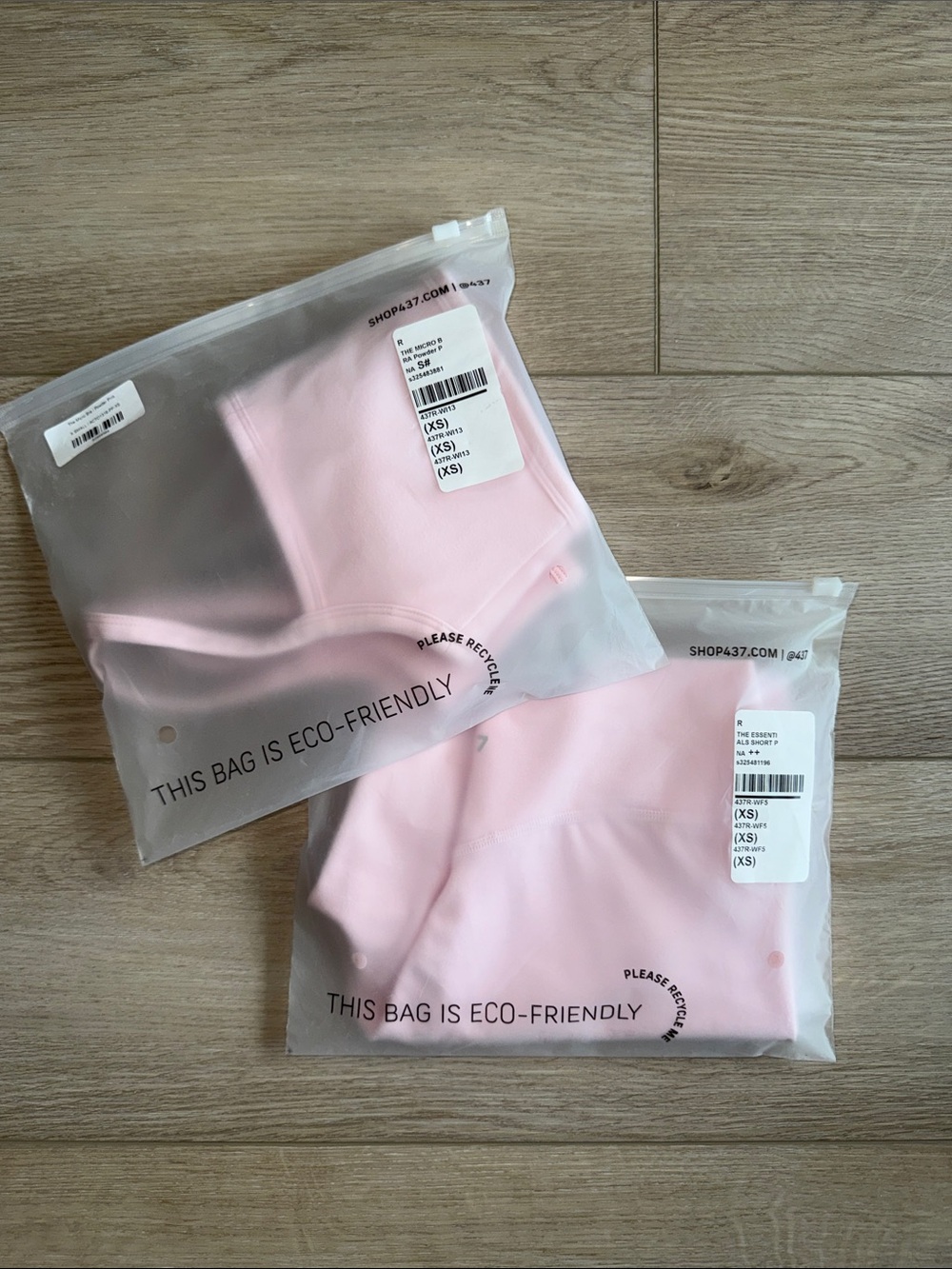 437 Micro Bra + Bike Shorts in Powder Pink - Picture 5 of 5